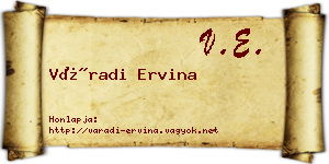 Váradi Ervina névjegykártya